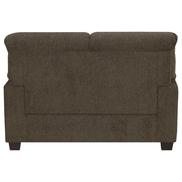 English Elm Armando Brown Upholstered Loveseat with Padded Arms, Pocket Coil Support, Plush Comfort, Durable Fabric Finish B062P331079