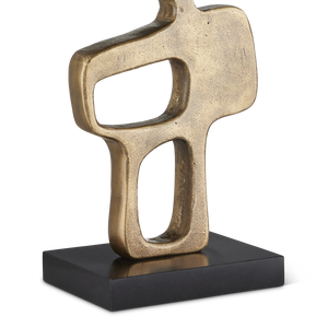 Mithra Brass Table Lamp - Contemporary Brutalist Design with Antique Finish & Off-White Shade