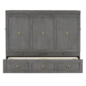 English Elm Queen Murphy Wall Bed with Pull Out Storage Drawer and Built in Usb Charging Gray LP000428AAE