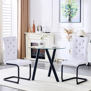 English Elm Set of 2 Glam Faux Alligator Pvc Dining Chairs with Crystal Buckle Bow Legs White W3875P371057