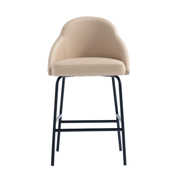 English Elm Gracie Metal Upholstered Counter Stool - Tan & Black, Stylish Design For Modern Kitchens & Bars B365P397975