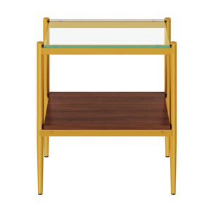 English Elm Set Of 2 Modern Rectangle End Tables With Tempered Glass Top, Mdf Shelf & Sturdy Iron Legs W241P184248-GIGA