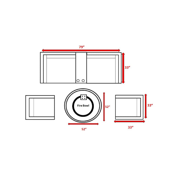 English Elm Fully Assembled 6-Piece Patio Seating Group For 4 With Fire Pit Table & Plush Weather-Resistant Cushions B120S00200