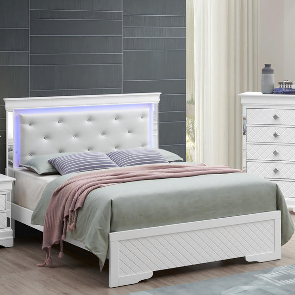 English Elm Chic Champagne Full Bed with Silver Finish, Durable Particle Board Frame, Transitional Style, 57"W B078S00546