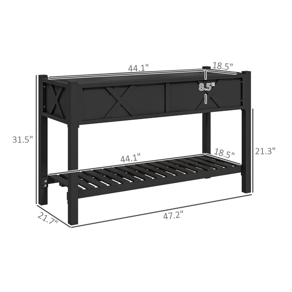English Elm Outdoor Raised Planter Box with Drainage Reservoir for Herbs Vegetables Balcony T3971P422280