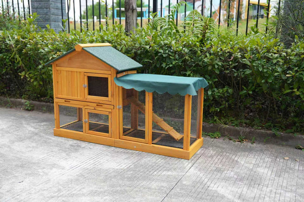 English Elm 45 Inch Solid Wood Outdoor Dog House with Elevated Floor and Waterproof Insulated Roof W1431P388037