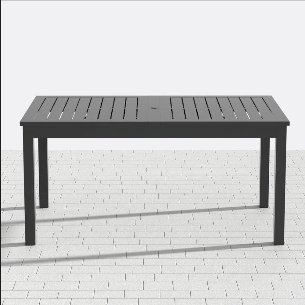 English Elm 63"-92" Extendable Aluminum Patio Dining Table Powder Coated Seats up to Ten Outdoor B082P455120