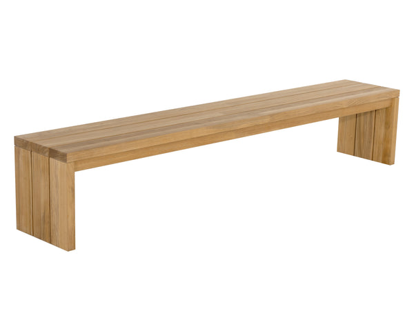Sunpan Viga Bench - Elegant Solid Teak Wood Outdoor Seating with Waterfall Edge, Durable & Stylish Design Natural