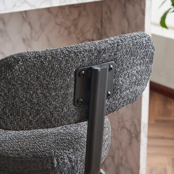 English Elm Modern Bouclé Swivel Bar Stools Set of 2 — Counter Height Fabric Seats with Metal Frame & Footrest, 360° Comfort Grey W1901P264273