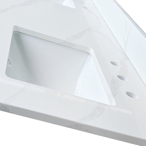 English Elm 61-inch Carrara Quartz Vanity Top Undermount Sink Backsplash Stain Resistant Bath W2699P459411
