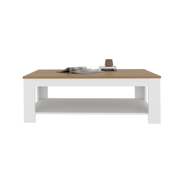 English Elm Bazine Two-tone Coffee Table with Open Shelf for Modern Scandinavian Living Rooms B092P439921