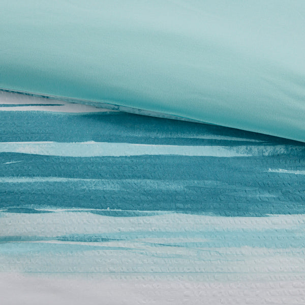 English Elm 8 Piece Seersucker Comforter & Quilt Set - Coastal-Inspired Aqua Bedding Collection For Full/Queen B03597256