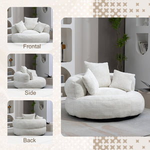 English Elm Lazy Sofa Oversized Ergonomic Bean Bag Lounger with High Wrap Back, Plush Chenille Foam Comfort for Living Room, Bedroom, Office Beige W395P252048