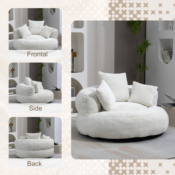 English Elm Lazy Sofa Oversized Ergonomic Bean Bag Lounger with High Wrap Back, Plush Chenille Foam Comfort for Living Room, Bedroom, Office Beige W395P252048