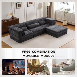 English Elm Compression Mahjong Sofa: Versatile Modular Floor Bed With Plush Fleece, No Assembly & Cozy Design W3723S00025