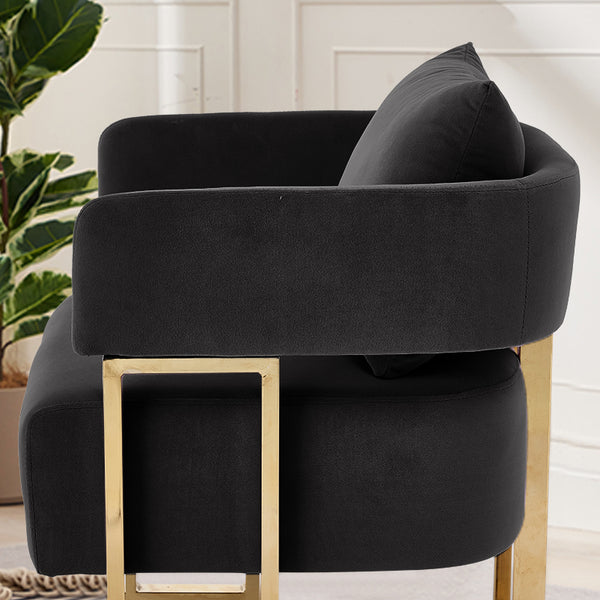 English Elm Ts Velvet Accent Chair Set of Two with Gold Metal Legs for Living Room or Office Black W2311P414940