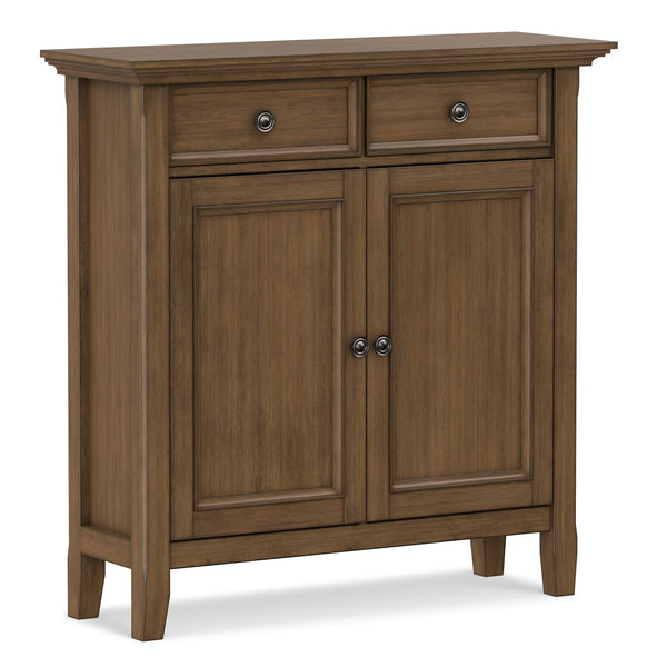 English Elm Amherst Solid Pine Entryway Cabinet with Crown Molding and Rustic Aged Brown Finish B136P436043