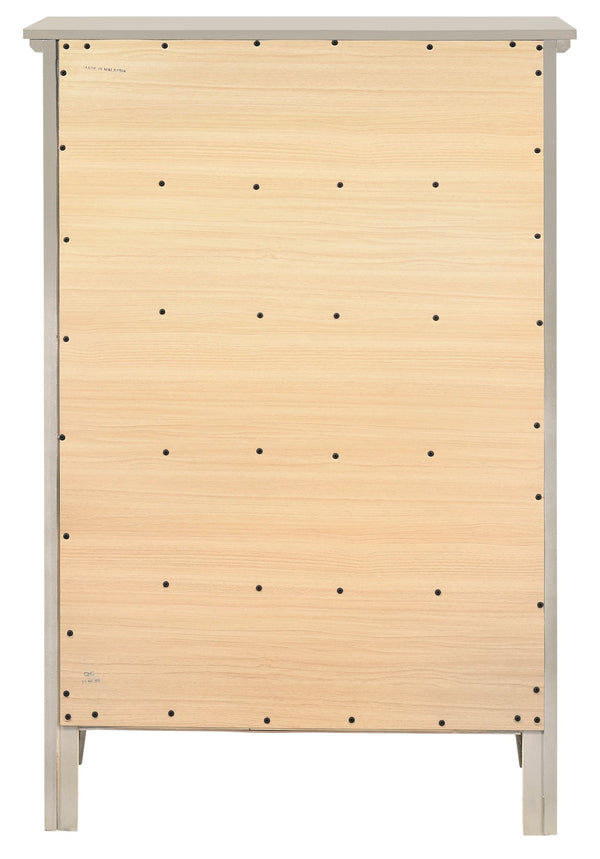 English Elm Glory Hammond G5403-CH Silver Champagne Chest — 5-Drawer Dovetail Storage with Nickel Hardware, 48"H B078108302