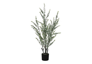 English Elm Artificial Eucalyptus Floor Plant 44" Tall in Sleek Black Pot with 1440 Lifelike Leaves, No Care Needed Green 44 L x 8 W x 8 H B2710P220047