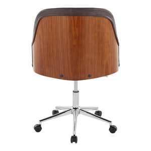 English Elm Task Chair with Chrome Five Star Base Grey Fabric Seat for Modern Home Office Use Brown,Chrome,Walnut B202P474173