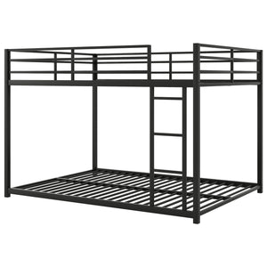 English Elm Full Over Low Profile Steel Bunk Bed with Guardrail and Integrated Ladder Black MF285536AAB