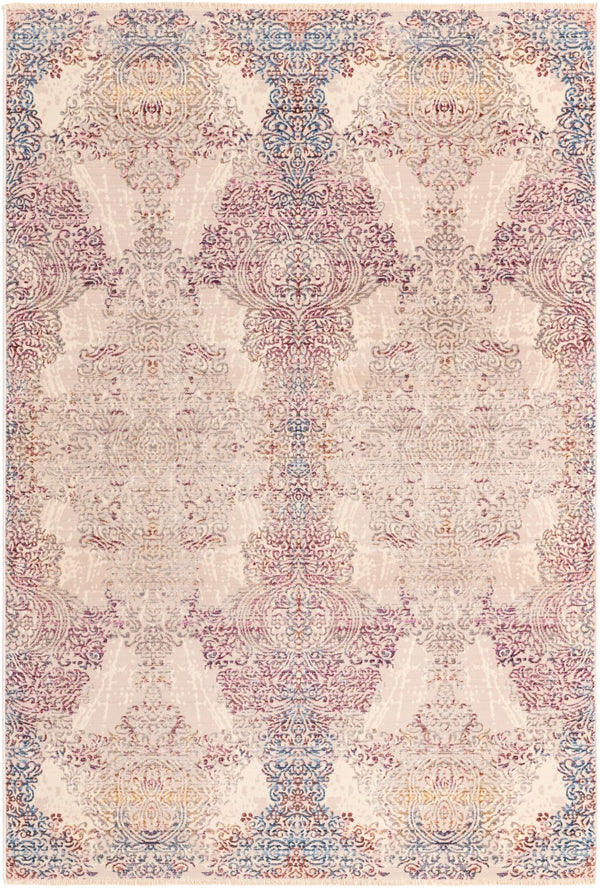 Unique Loom Deepa Babble Machine Made Abstract Rug Ivory, Blue/Ivory/Gold/Light Blue/Purple 5' 3" x 7' 10"