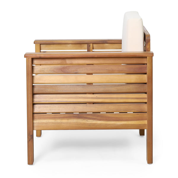 English Elm Christopher Knight Home® - ( Set of 2) Outdoor Acacia Wood Club Chairs with Cushions — Teak finish, water-resistant cushions, sturdy elegant patio seating Brown+Beige 70692.00-2