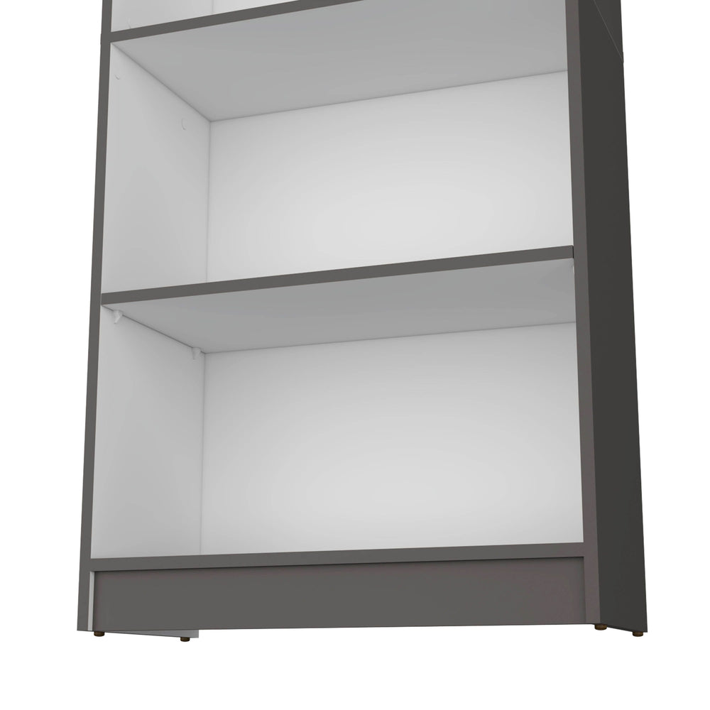 English Elm Matt Gray and White 5-Shelf Bookcase — 71.1" Tall Organizer with Open Lower Storage, Sleek Modern Design B062P175160