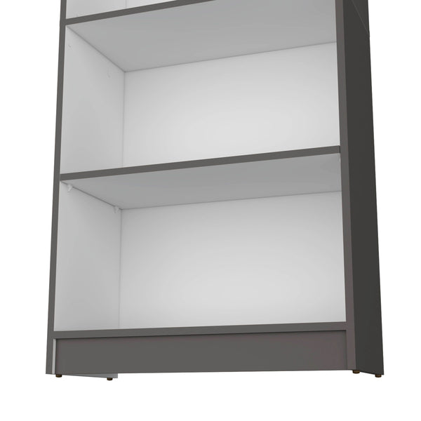 English Elm Matt Gray and White 5-Shelf Bookcase — 71.1" Tall Organizer with Open Lower Storage, Sleek Modern Design B062P175160
