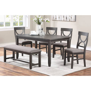 English Elm Dasher Grey 6-Piece Wood Dining Set with Textured Finish and Light Grey Upholstered Seats, Cozy Charm B016S00009