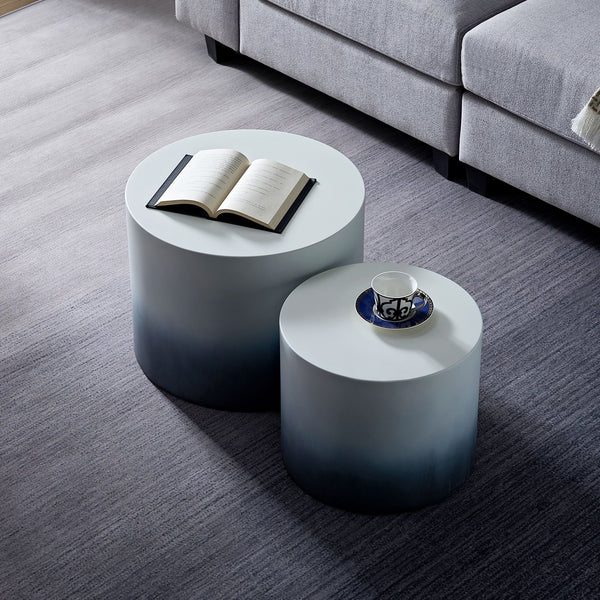 English Elm Mdf Nesting Table Set of 2 Two-tone Geometric Modern Living Room Accent Pair W876P309992