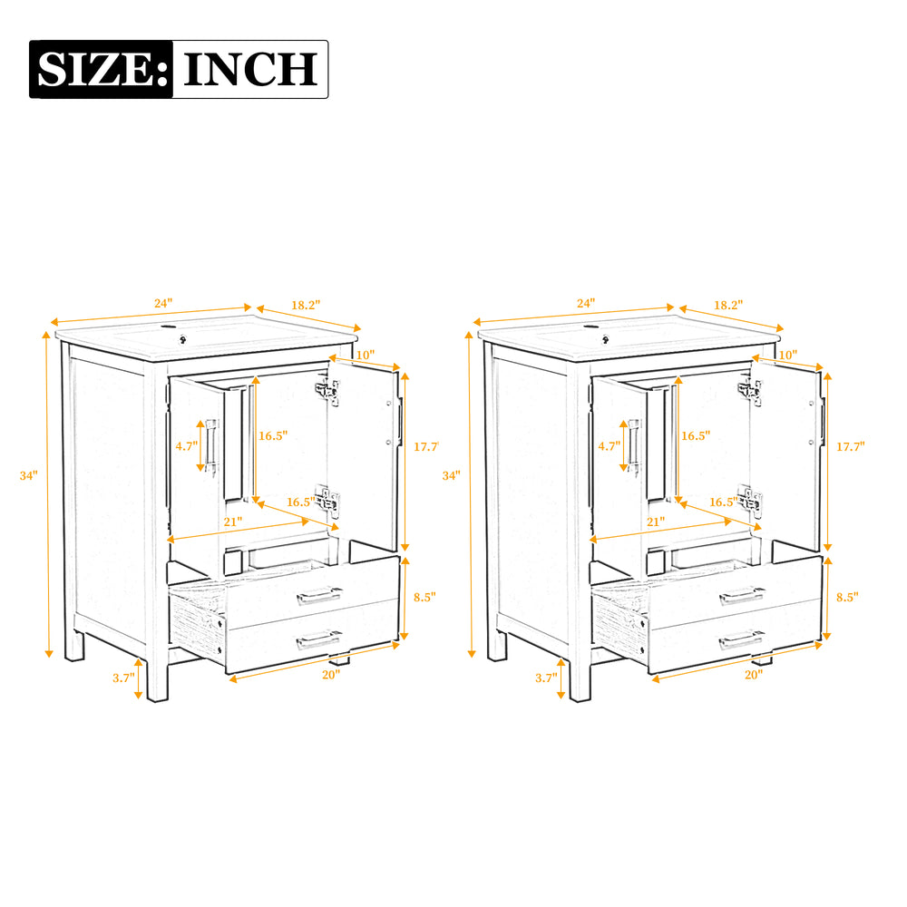English Elm 48'' Bathroom Vanity with Sink 48.8'' Modern Freestanding 6-Drawer Ceramic Basin Cabinet for Baths Green N710SS00006F