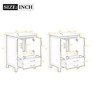 English Elm 48'' Bathroom Vanity with Sink 48.8'' Modern Freestanding 6-Drawer Ceramic Basin Cabinet for Baths Green N710SS00006F