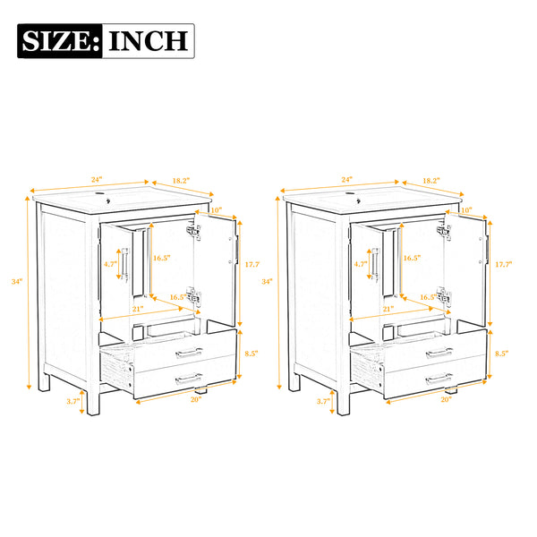 English Elm 48'' Bathroom Vanity with Sink 48.8'' Modern Freestanding 6-Drawer Ceramic Basin Cabinet for Baths Green N710SS00006F