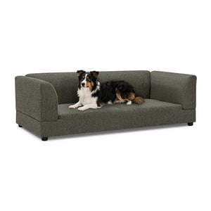 English Elm Comfortable Linen Upholstered Pet Sofa with Backrest and Armrests for Large Dogs Dark Gray W487P430320