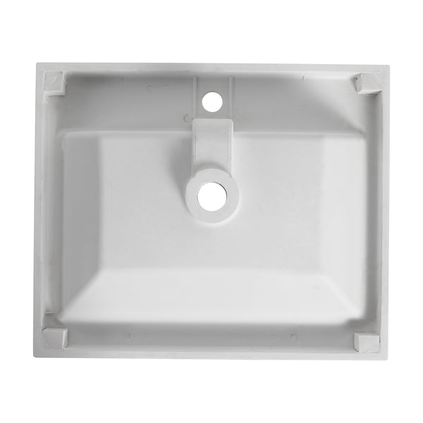 English Elm 24" Gloss White Resin Sink – Durable 24" Bathroom Top-Mount Vanity Basin, Modern Sleek Design W999P225393