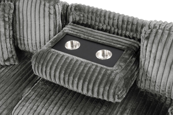 English Elm Plush Sectional Sofa With Pull-Out Sleeper Bed And Storage, Gray Velvet For Modern Living Rooms B009S01782-GIGA