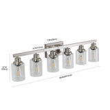 English Elm Modern 6-Light Bathroom Vanity Light Fixture - Brushed Nickel Finish With Clear Glass Shades, Perfect For Bathroom, Vanity, and Dressing Area Lighting (No Bulbs)