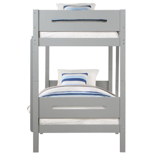 English Elm Grey Twin/Twin Bunk Bed with 14+14 Slat System, Removable Ladder & Hanger, Easy Knock-Down Assembly B062S00575