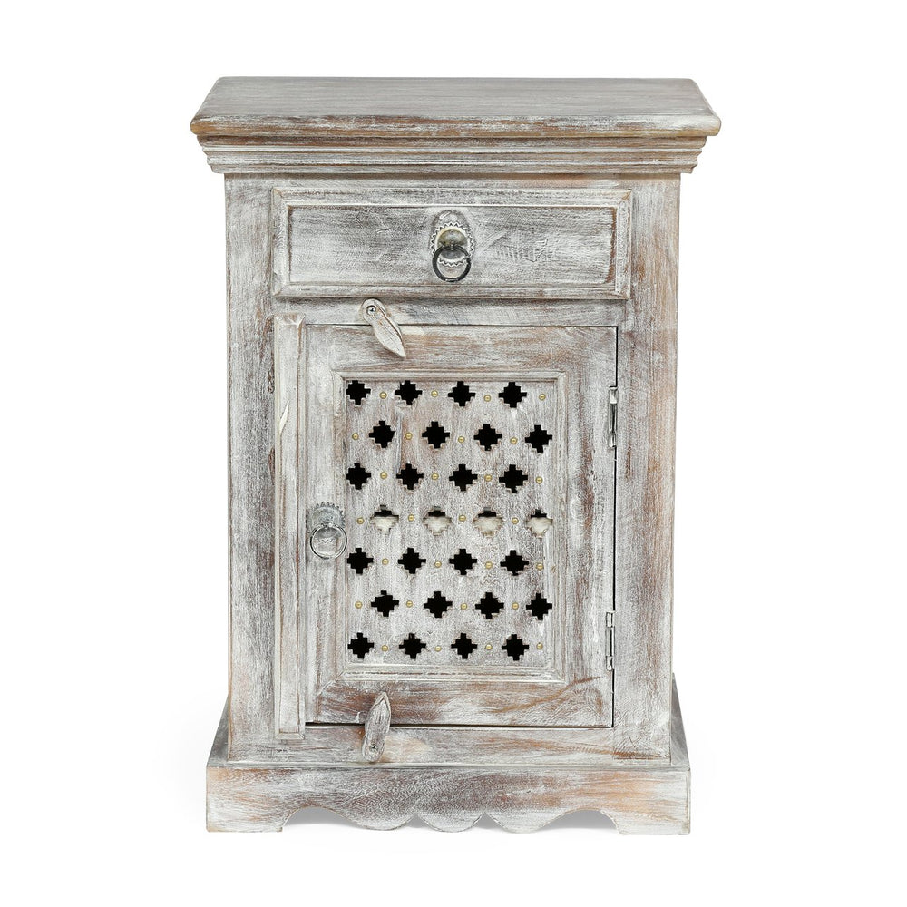 English Elm Christopher Knight Home® - WOODEN Boho Mango Wood Nightstand with 1 Drawer & 1 Door, Washed Distressed White Finish, 17.75"W x 24"H 69357.00