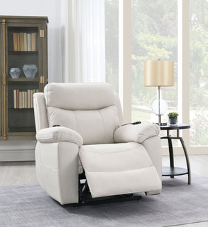 English Elm Chriki Beige Polished Microfiber Power Recliner with Lift, Heated Massage, Ergonomic Support & Remote Comfort B2726P242437