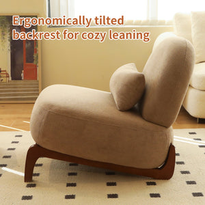 English Elm Cute Barrel Velvet Accent Chair Armless Solid Wood Legs Cozy Reading Nook Seat Camel W2105P412976
