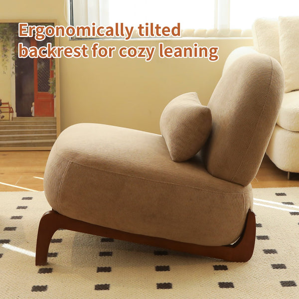 English Elm Cute Faux Leather Armless Accent Chairs Set of 2 with Solid Wood Legs Modern Seating Camel W2105S00016
