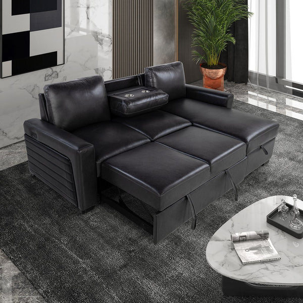 English Elm Montero Sleeper Sectional with Storage Chaise Drop Down Table and Usb Ports B201S00463