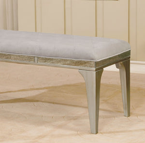 English Elm Transitional Tufted Upholstery Bench 50.5"W Flannel Cushion Silver-Gray Finish Elegant Seating B011P366760
