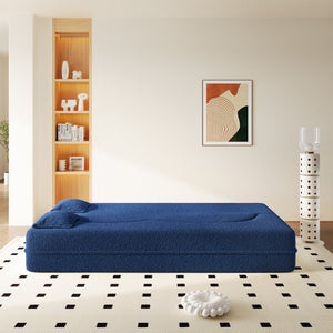 English Elm Modern Corduroy Floor Sofa Foldable Twin Sleeper Foam Filled for Dorms and Playrooms Blue W1885P446603
