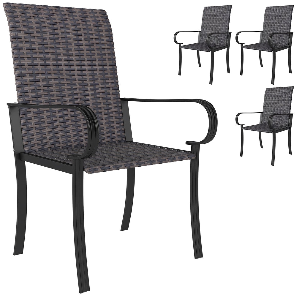English Elm Outsunny 4 Piece Highback Pe Rattan Patio Armchairs All Weather Deep Seat Set W2225P485565