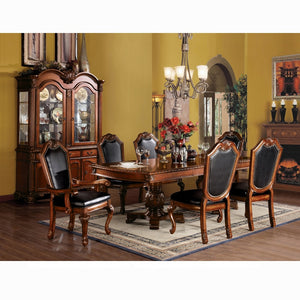 English Elm Black Black and Cherry Side Chair with Nailhead Trim Set of 2 — Armless Faux Leather Dining Chairs, Padded Comfort and Elegant Cherry Finish B062P215487