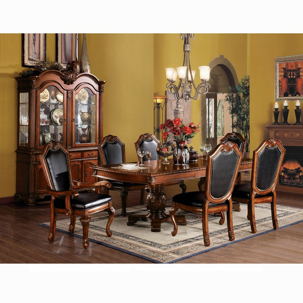 English Elm Black Black and Cherry Side Chair with Nailhead Trim Set of 2 — Armless Faux Leather Dining Chairs, Padded Comfort and Elegant Cherry Finish B062P215487