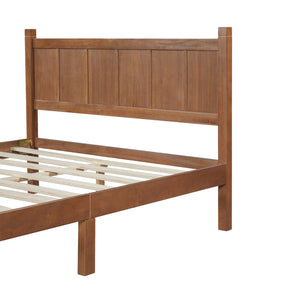 English Elm Twin Platform Bed Vertical Slat Headboard Farmhouse Shaker Wood Grain Finish Bedroom Walnut N733P422479D